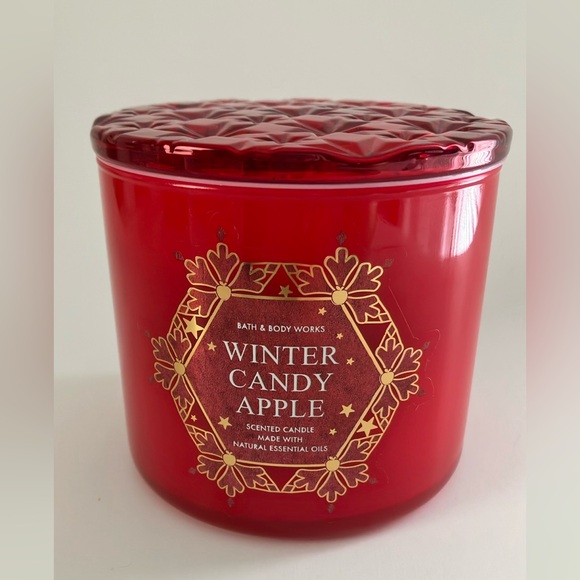 🎄BATH & BODY WORKS WINTER CANDY APPLE 3 -WICK SCENTED CANDLE 🕯️NWT‼️ - Picture 4 of 9